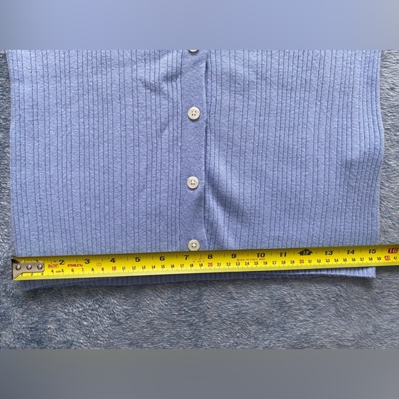 BANANA Republic Blue Ribbed Crop Button  Up Cardigan Size S - Picture 10 of 11